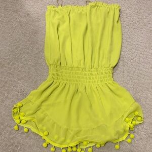 Ramy Brook Women’s lime coverup with Pom-Poms